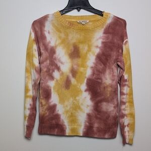 All Worthy by Hunter McGrady Tie-Dye Sweater - Yellow and Brown